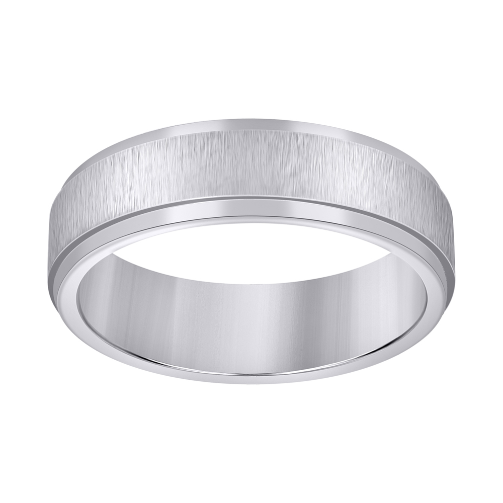 Stainless Steel Mens Center Brushed Step Edges Size-8 Comfort-Fit Band Ring